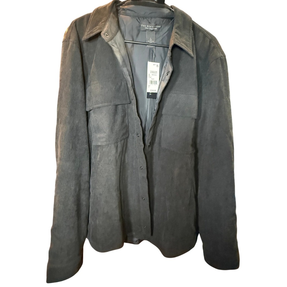 The Men's Store Bloomingdale's Black Corduroy Shirt Jacket Large NWT - Picture 2 of 6